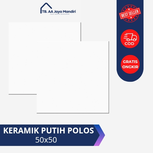 Keramik putih polos 50x50