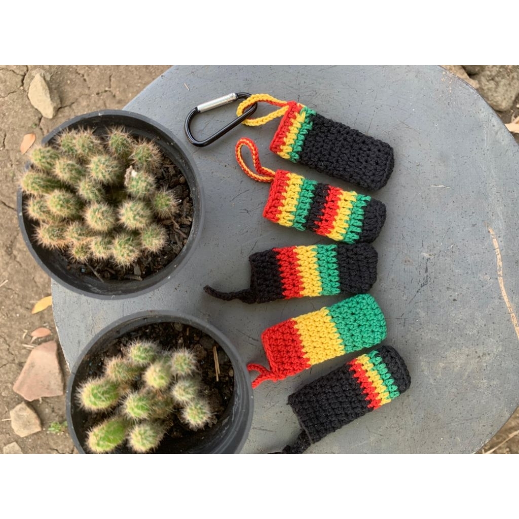 cover korek api rajut/ case korek api motif reggae - bob marley