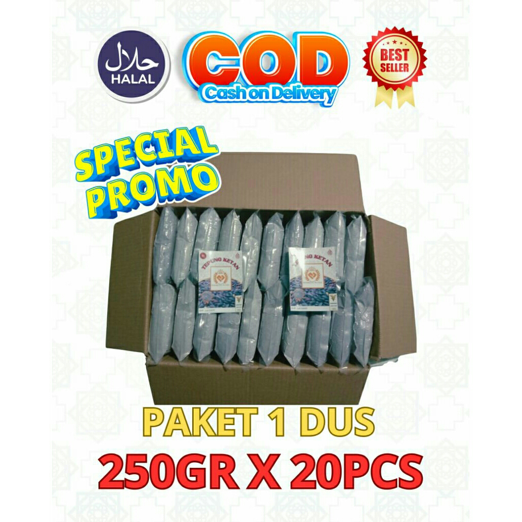 

Tepung ketan hitam Paket 1Dus (20x250pcs) Asli 100% ,Cap mahkota putra