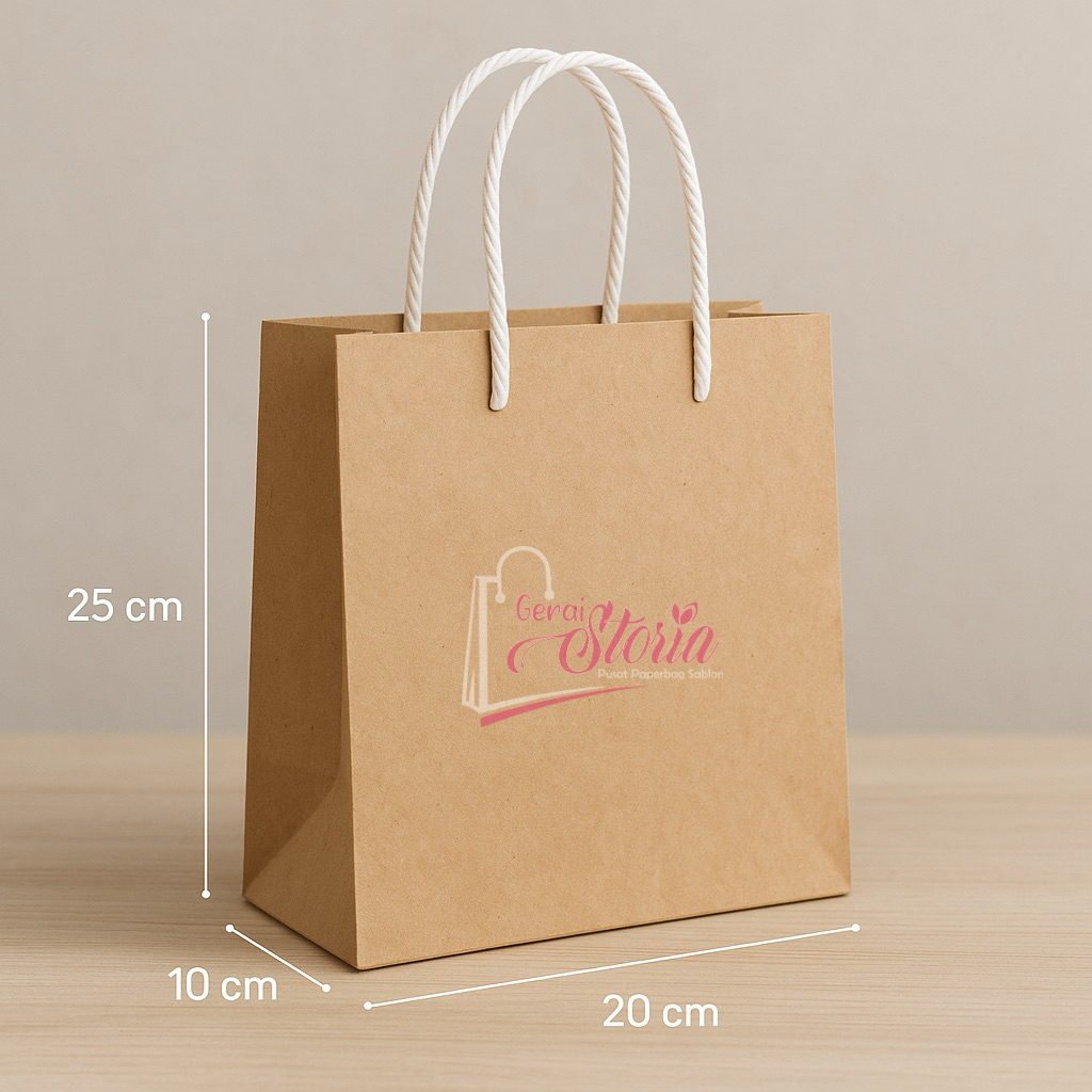 

12pcs Paperbag polos coklat ukuran 20x10x25 / tas kertas polos coklat