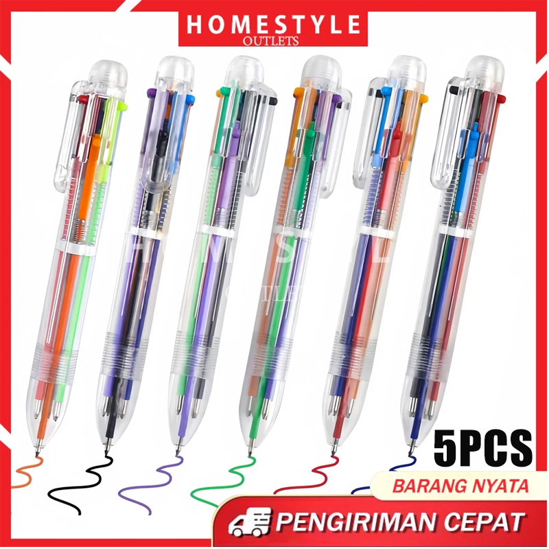 

Pulpen 6 Warna Transparan Pena Ballpont Pen Six-in-One Color / Six-in-One Color