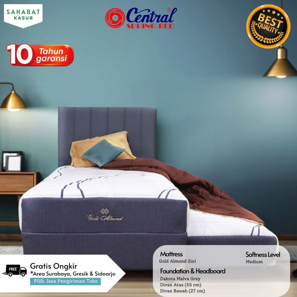 Kasur Sorong CENTRAL Gold Almond 2in1 | Springbed 2in1 Model Sorong  [HANYA AREA JATIM]