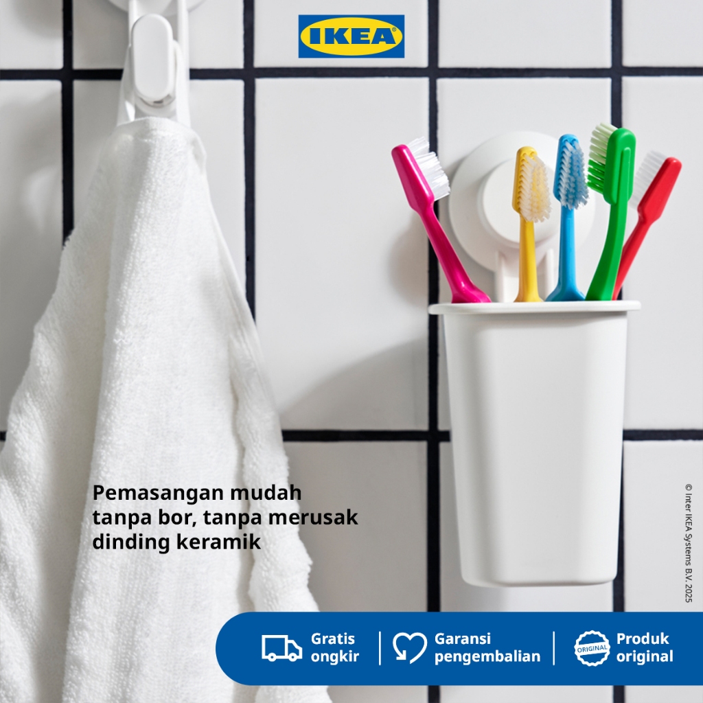 IKEA TISKEN Tempat Sikat Gigi Tempel Dengan Plastik Hisap