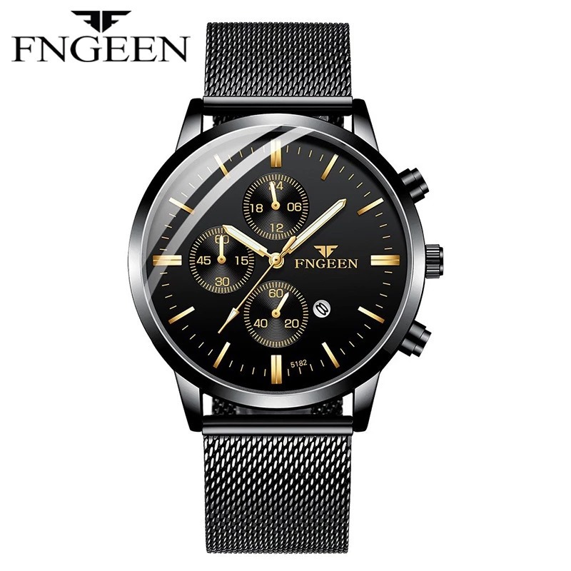 FNGEEN 5128 Jam Tangan Pria Quartz Anti Air Sport Original Bercahaya Lari Seiko Watch+Kotak Gratis