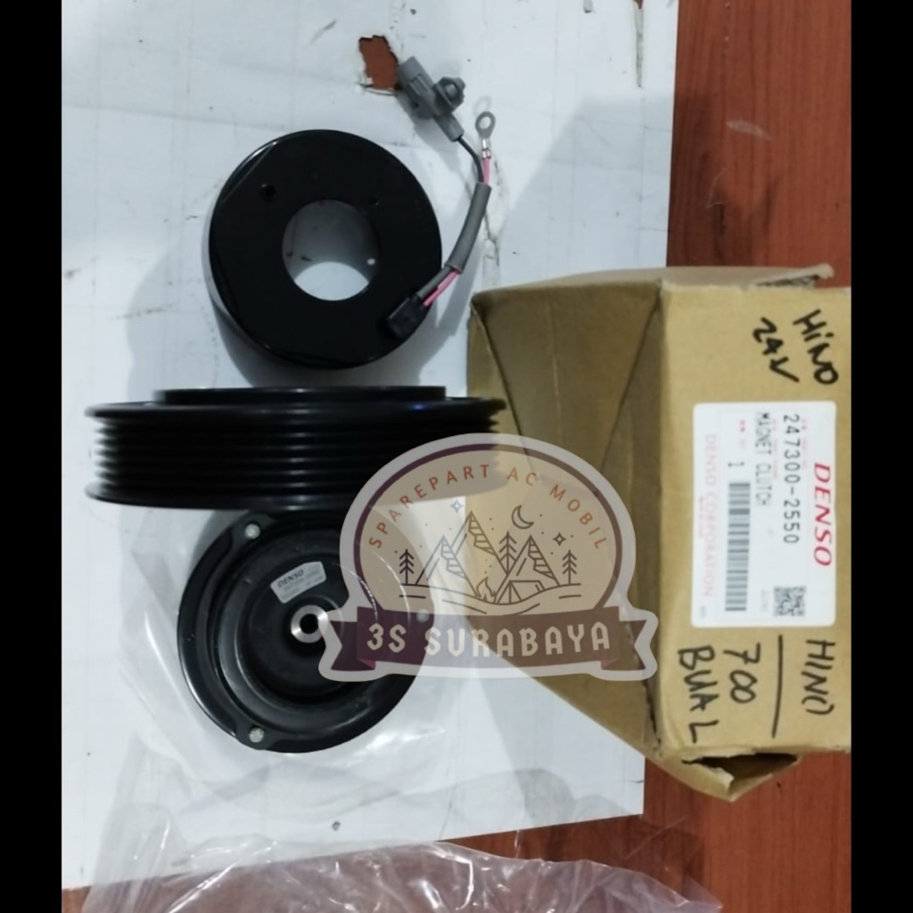 Magnet klat Hino 700 Denso asli 24 Volt Magnetic Clutch Ac Mobil Truck Truk (Baru/New)