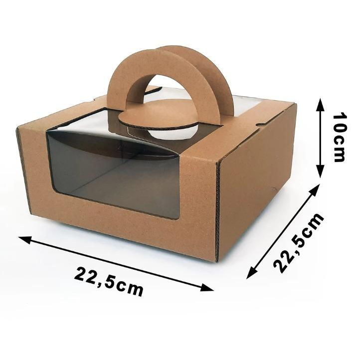 

(10 Pcs)Dus Tenteng Mika Coklat Polos 22x22x10cm Kotak Cake Chiffon Puding