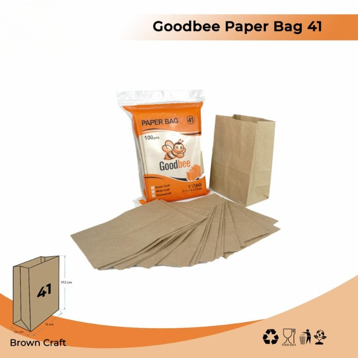 

Paper Bag Brown Kraft Kantong Roti 1 Pack Isi 100 Pcs Ukuran 17 cm x 13 cm x 7.5 Cm Kemasan Bungkus Kue Snack Paperbag