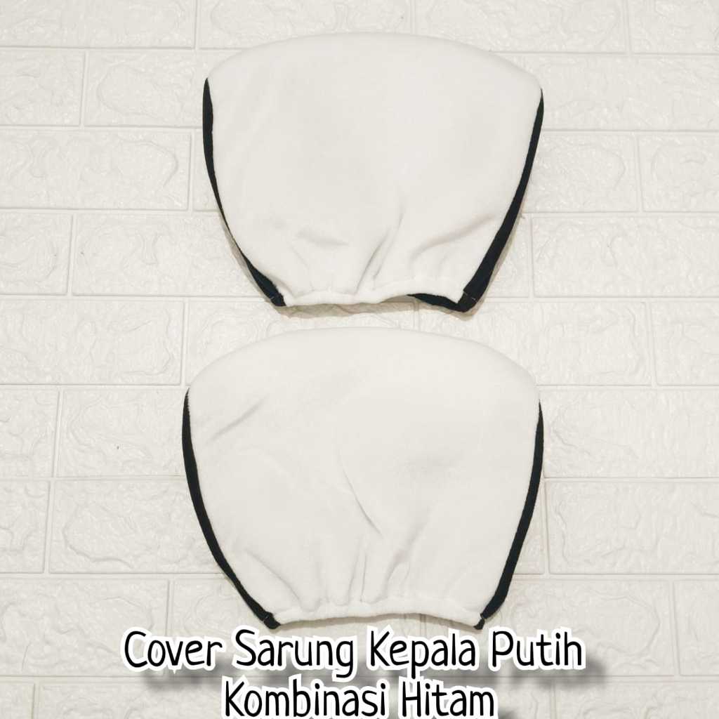 Custom Bantal Mobil - Cover Sarung Sandaran Kepala Kursi Mobil Motif Putih Kombinasi Hitam Polos
