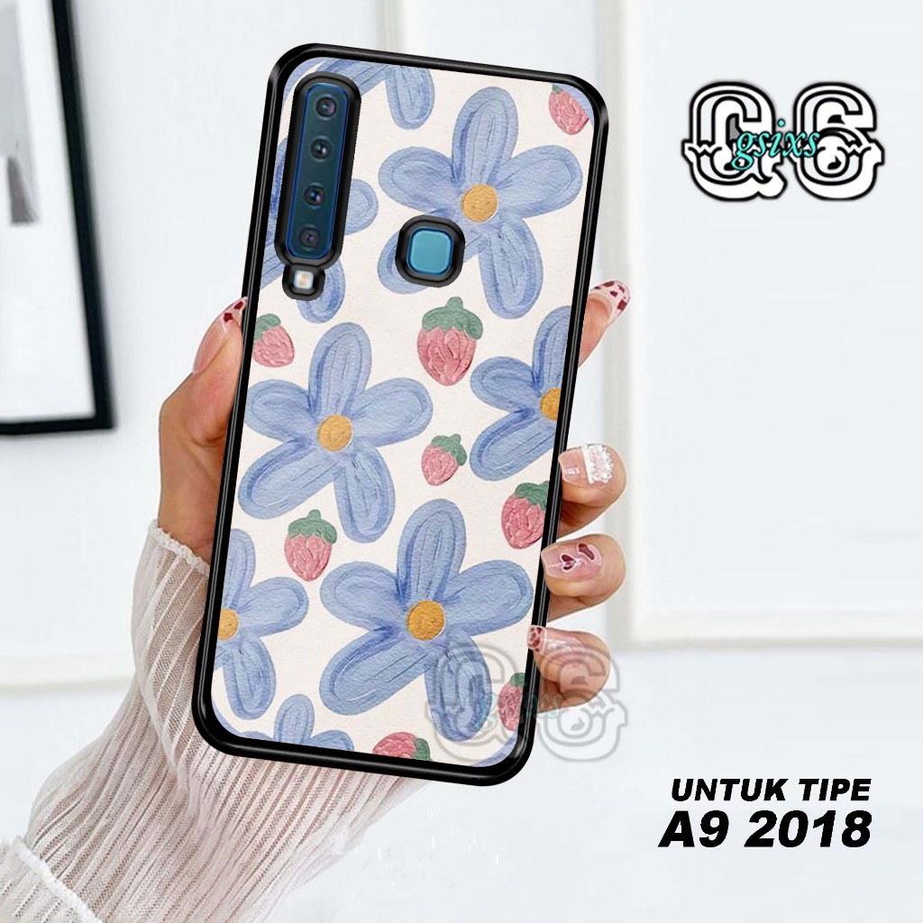 [gsixs_case]case samsung a9 2018-case Glossy-Pelindung )case( MOTIF BUNGA )softcase hp-case hp-casin