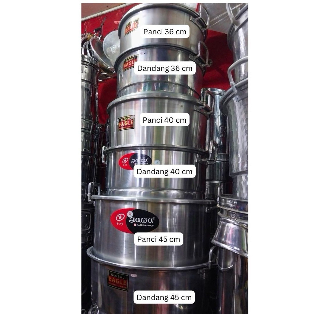 Panci dandang kukus panci dengan sarangan dandang global eagle 36 cm, 40 cm, 45 cm