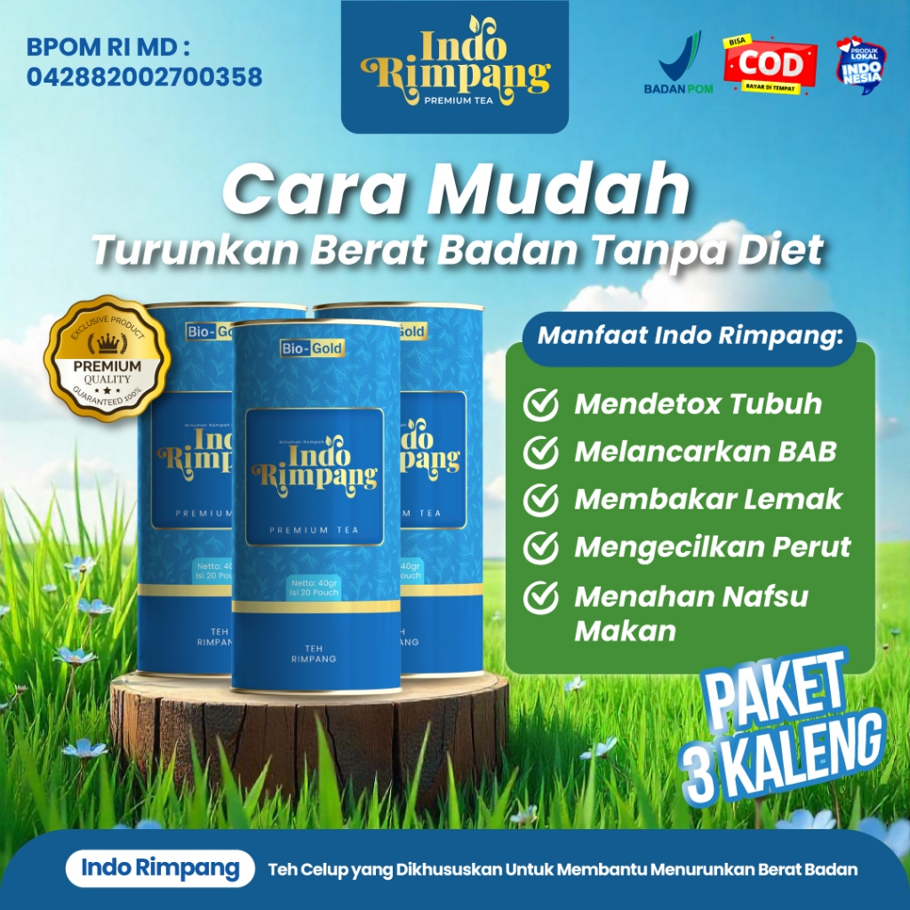 

Indo Rimpang - Paket 3 Pouch Teh Celup Rimpang Minuman kesehatan 100% dari Bahan Herbal Alami Pelangsing, Penurun Berat Badan, Detoks Pencernaan