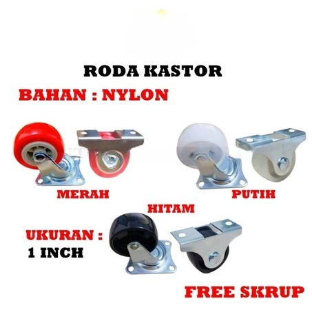 Roda Troli Troly Trolley Kastor Tambahan Lemari Etalase 1 Inch Roda Kuat Anti Macet