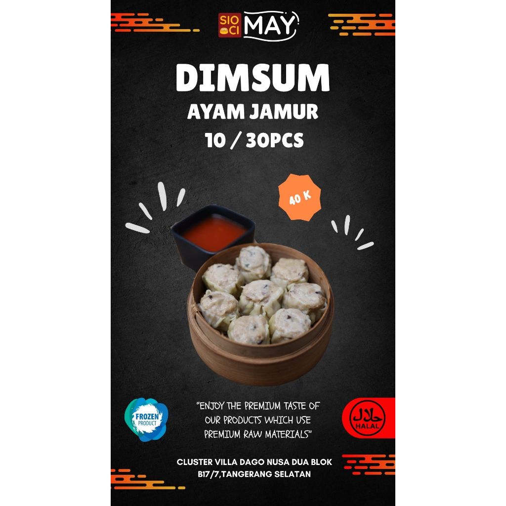 

DIMSUM AYAM JAMUR SHITAKE/DIMSUM PREMIUM/HALAL ISI 10 PCS FROZEN FOOD