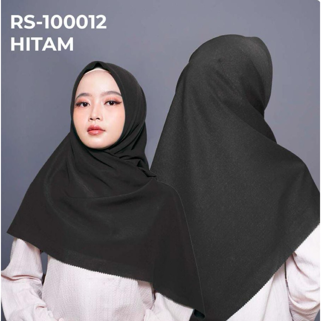 Jilbab Segi Empat Polos Jumbo Warna Hitam | Kerudung Segi Empat Polos Anti Meleyot