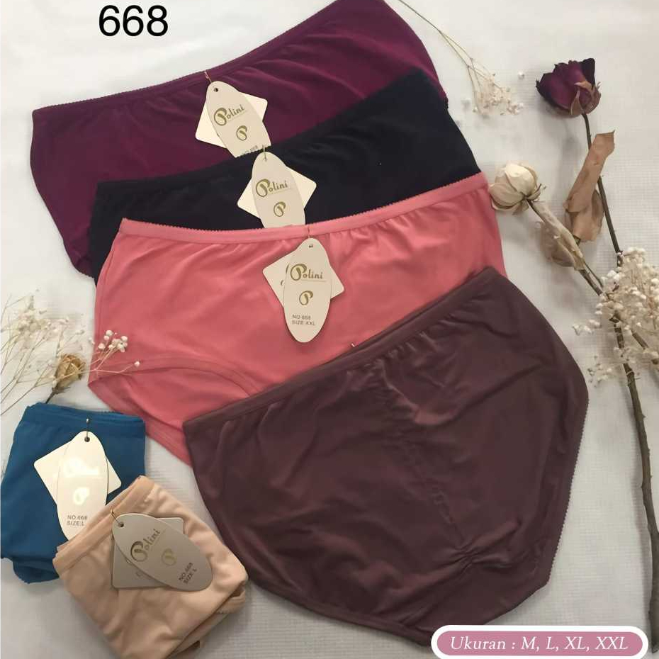 (6 PCS) CELANA DALAM POLINI 668 SUPER SOFT BAHAN KATUN CD PEREMPUAN POLINI KATUN IMPORT