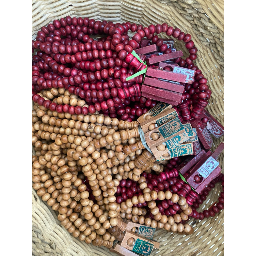 Tasbih Kayu Natural 33 Butir • Tasbih Kayu Cendana / Merah • Souvenir Haji Umroh • Oleh-Oleh Haji Um