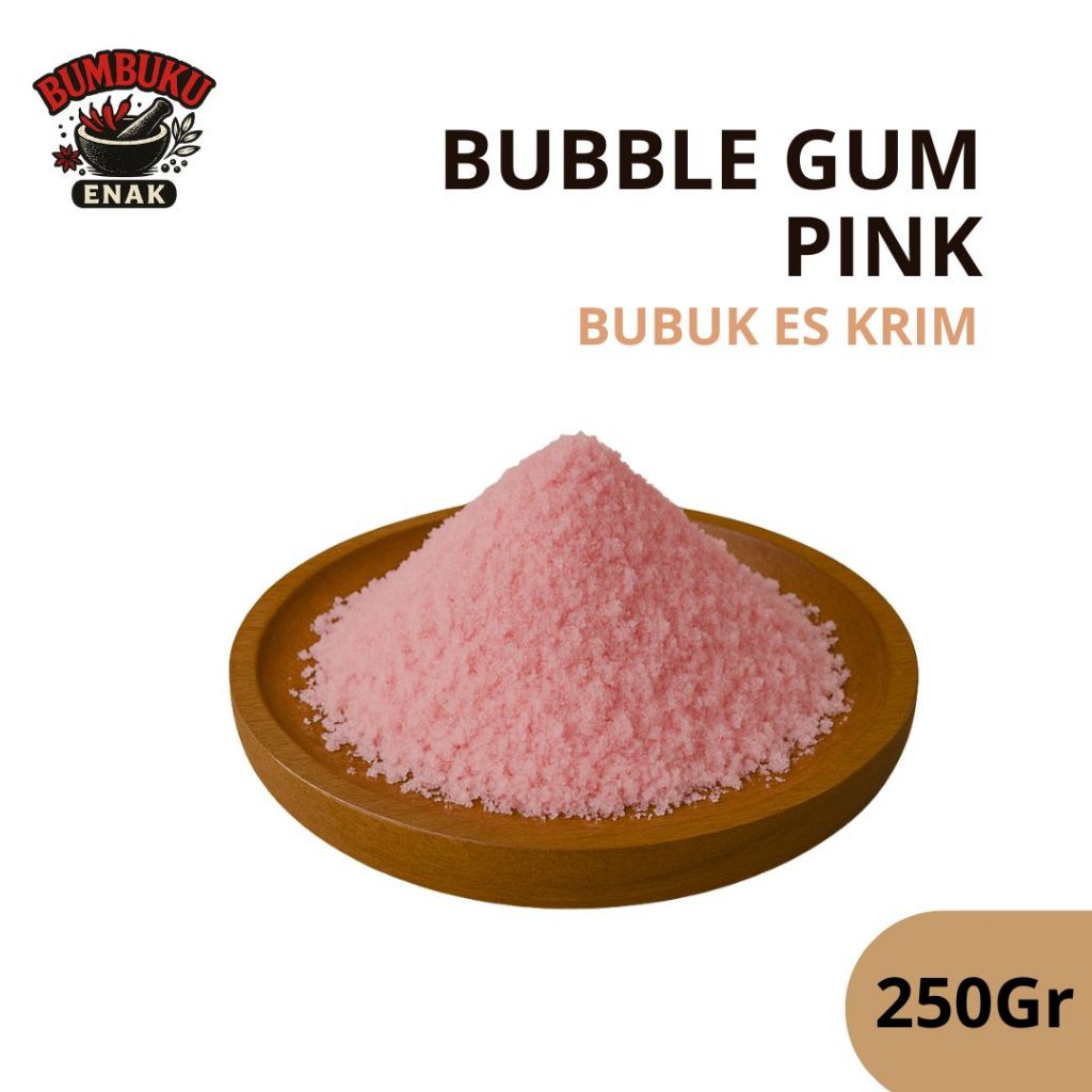 

Bubuk Es Krim Rasa Bubble Gum Pink 250gr – Ice Cream Powder Manis Ceria untuk Anak & Jualan Laris