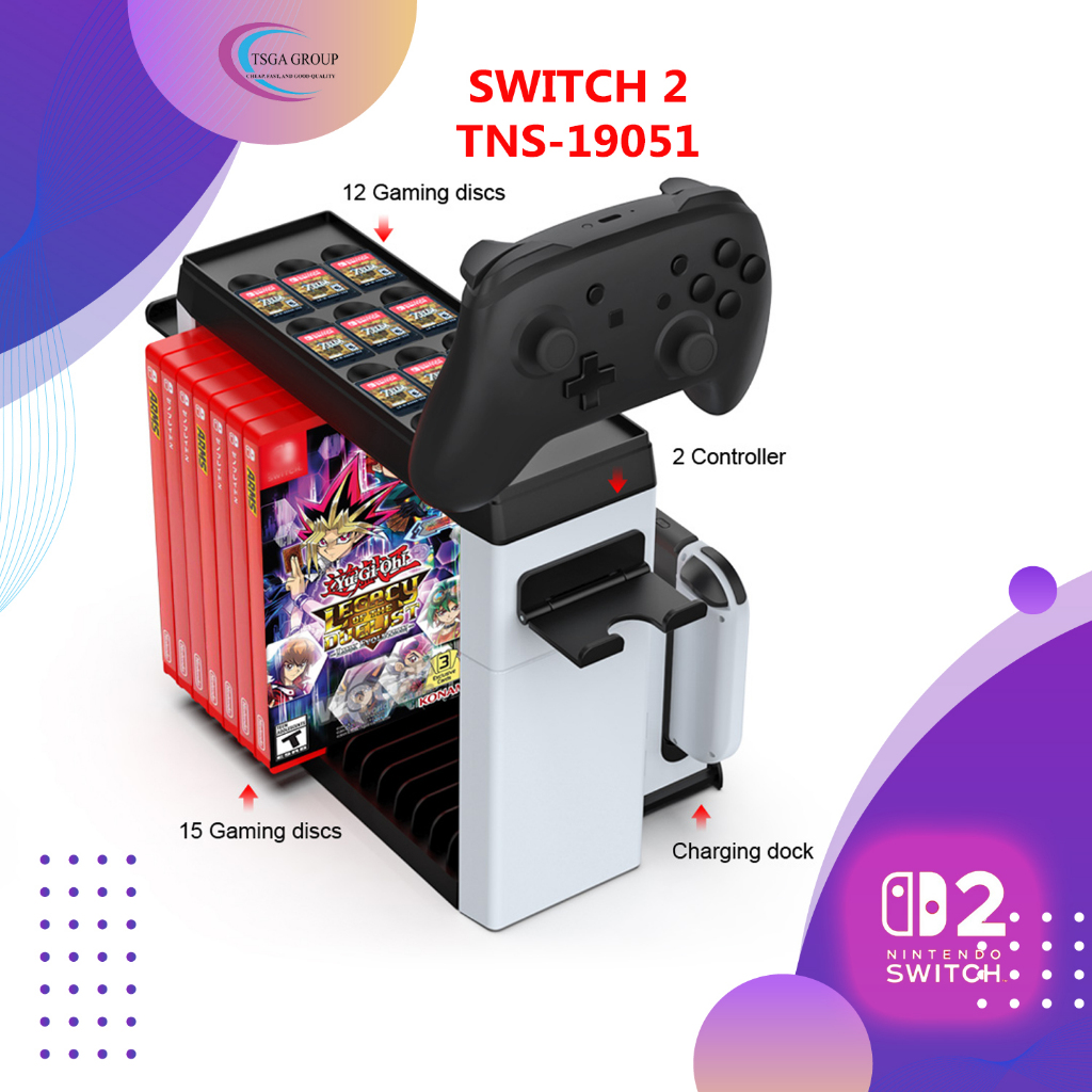 Dobe Rak Tempat Kaset Nintendo Switch 2 dan Controller Stick Multi fungsional Storage Card Game Cont