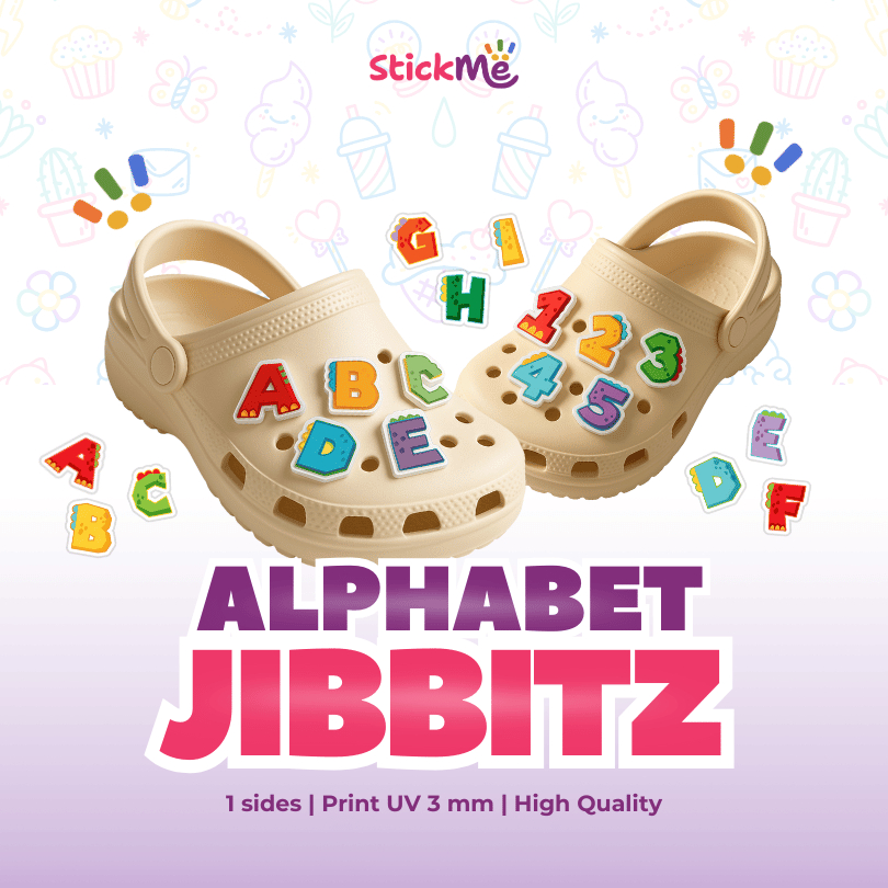 StickMe Jibbitz Acrylic Series Huruf Alphabet dan Angka Lucu Anti Banting Untuk Sandal Crocs 3mm