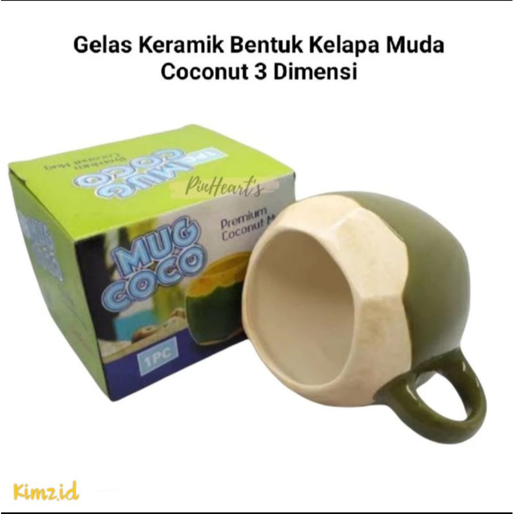 MUG / GELAS KERAMIK KELAPA MUDA COCONUT MODEL 3 DIMENSI | MUG KERAMIK