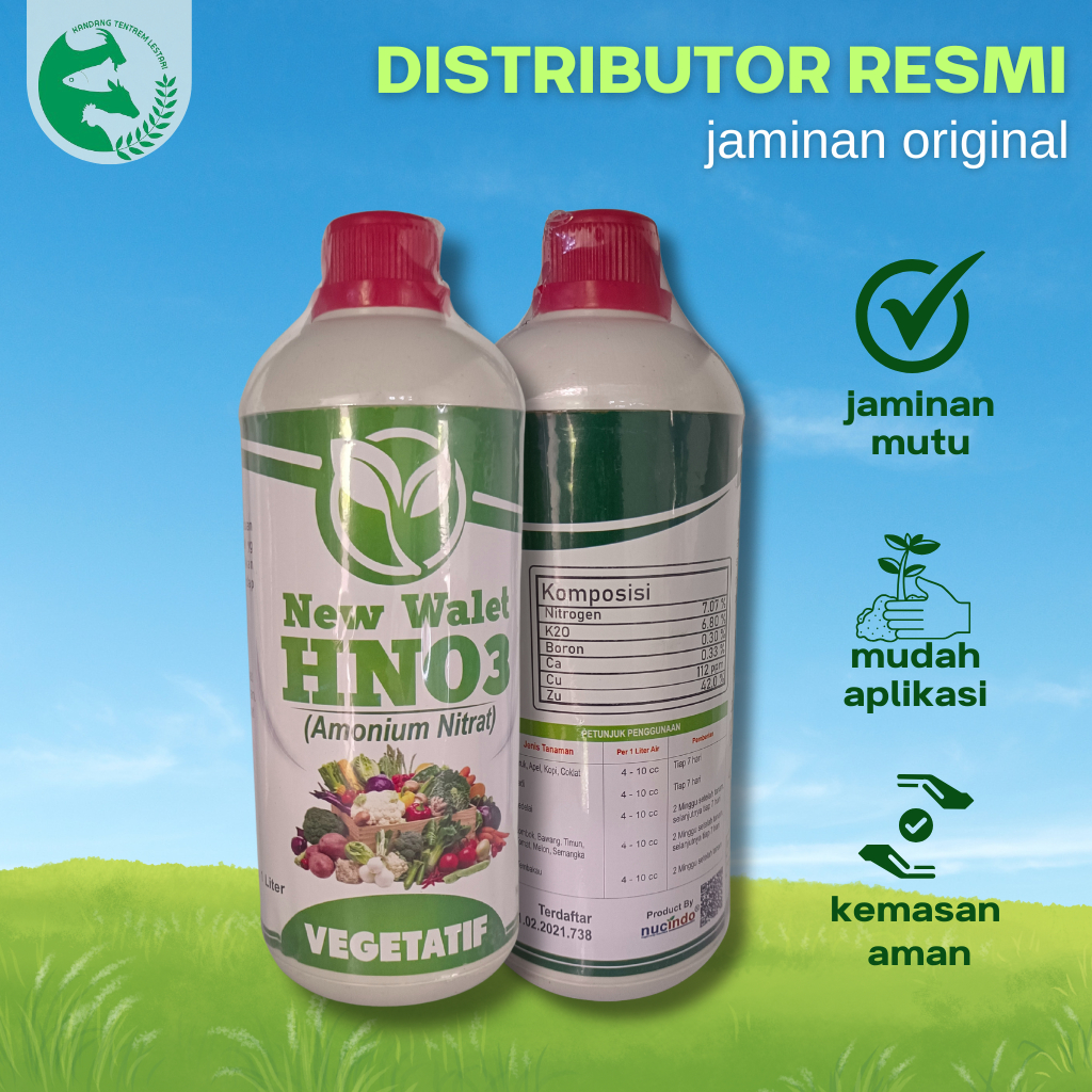 Nutrisi Pupuk Nitrogen Cair HNO3 1 Liter Nucindo Fase Vegetatif Pemacu Tumbuh Sayur Buah Padi Jagung