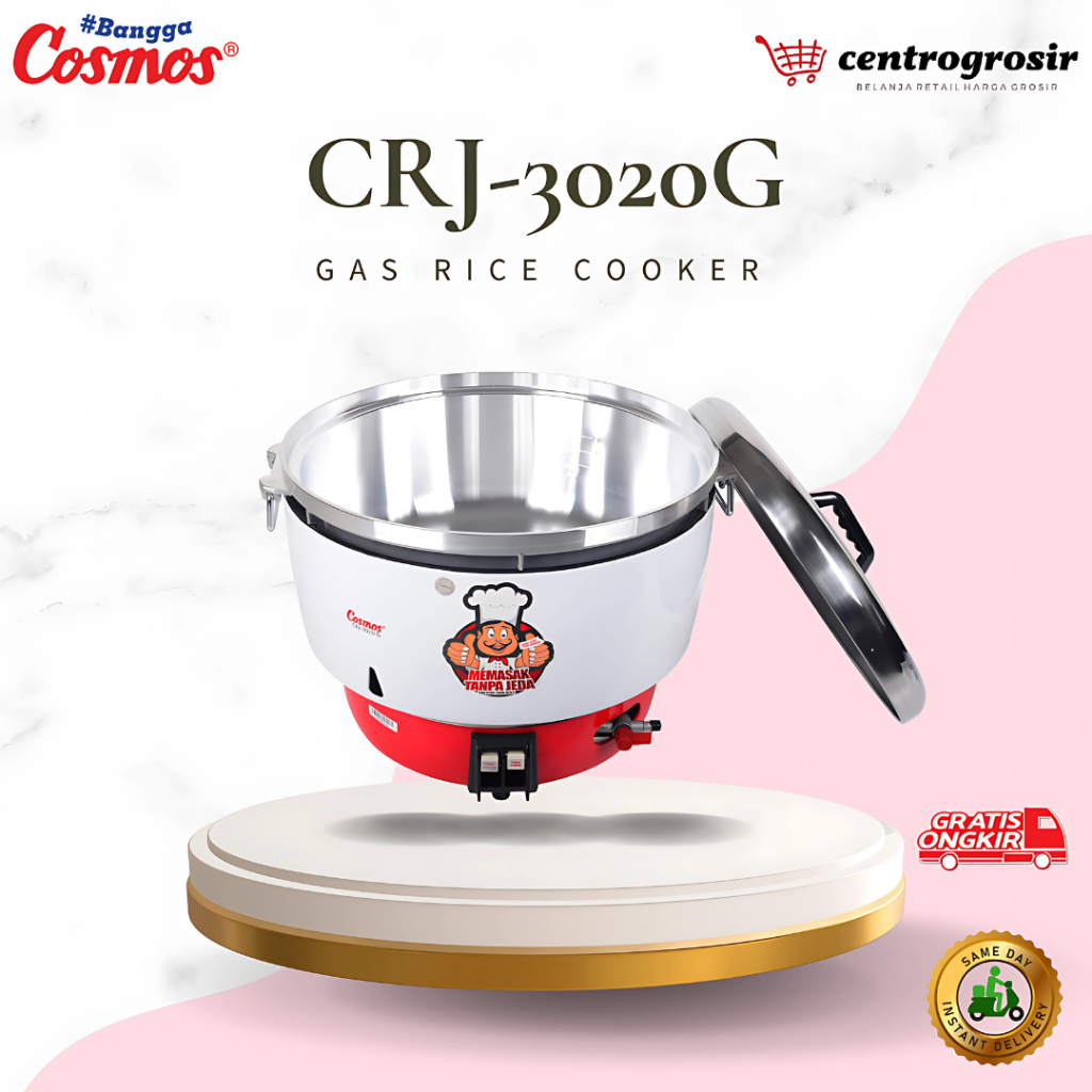 Cosmos CRJ3020G Rice Cooker Gas LPG 20 Liter Non Stick CRJ-3020G
