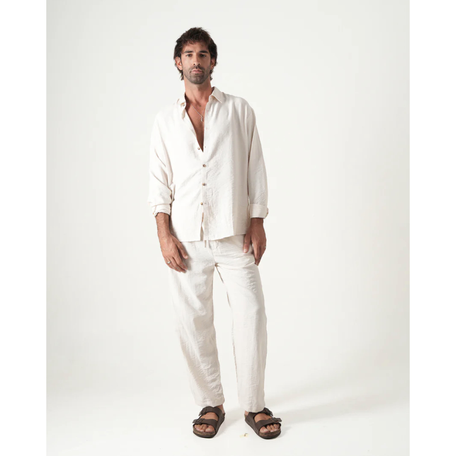 Bamboo Blonde - Orlando Pants, Natural Textured | Celana Panjang Pria, Outfit Bali Pantai Party Beac