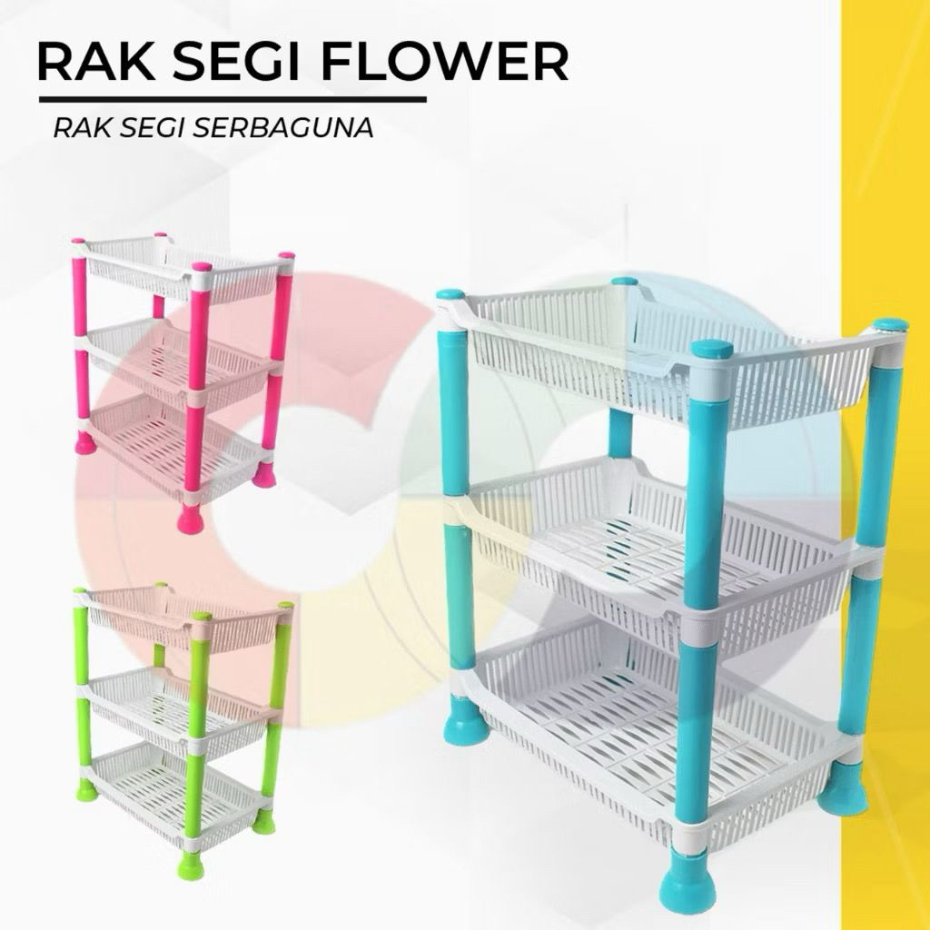 Rak Plastik 3 Susun | Rak Segi Tempat Bumbu Dapur Cabe Cabai Bawang | Skincare Makeup Make up Cosmet