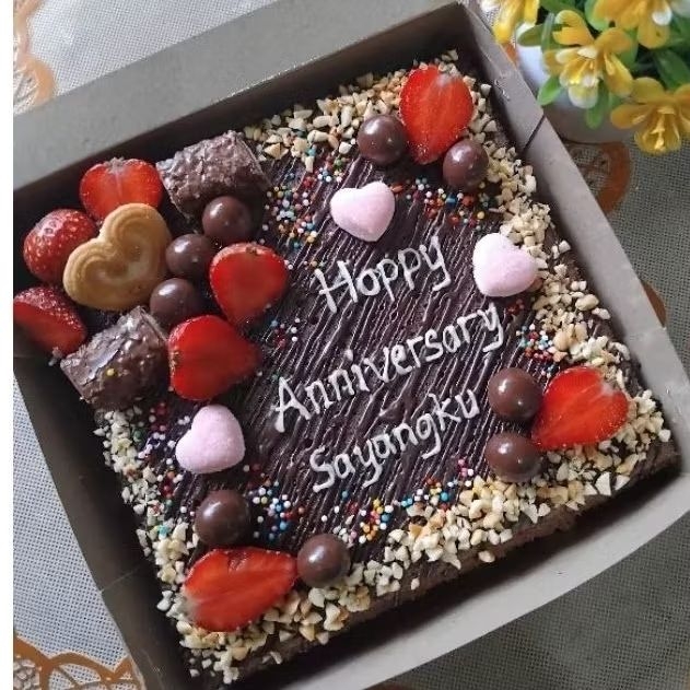 

Brownies Anniversarry Stroberi/Kado Anniversarry/Kue Ultah Kekinian/Brownies Ultah/Brownies Coklat/Brownies stroberi/Fudgy brownies