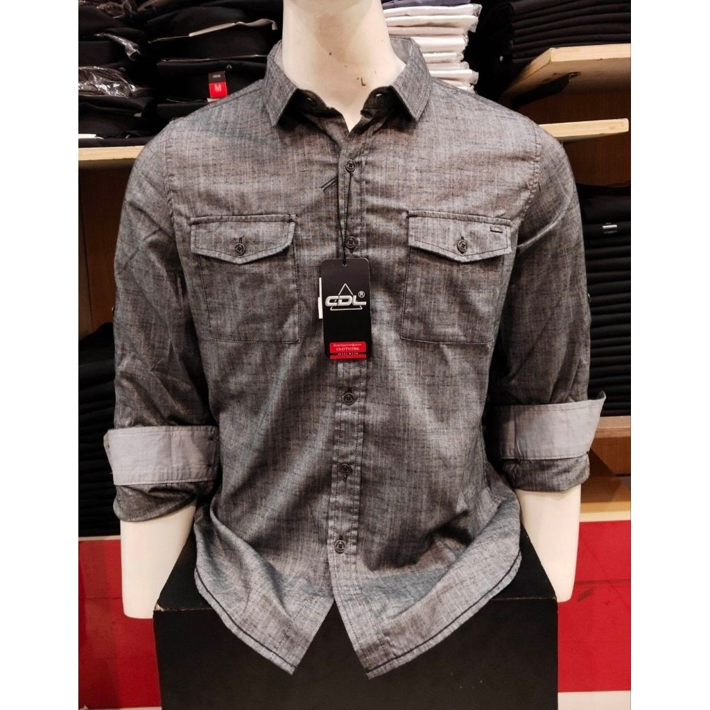 KEMEJA PRIA CDL BY CARDINAL JEANS SLIM FIT WARNA HITAM LENGAN PANJANG KUALITAS PREMIUM