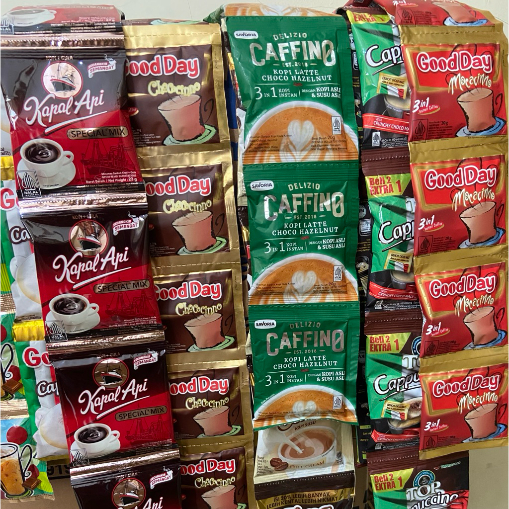 

Aneka kopi sachet kemasan 1 renceng