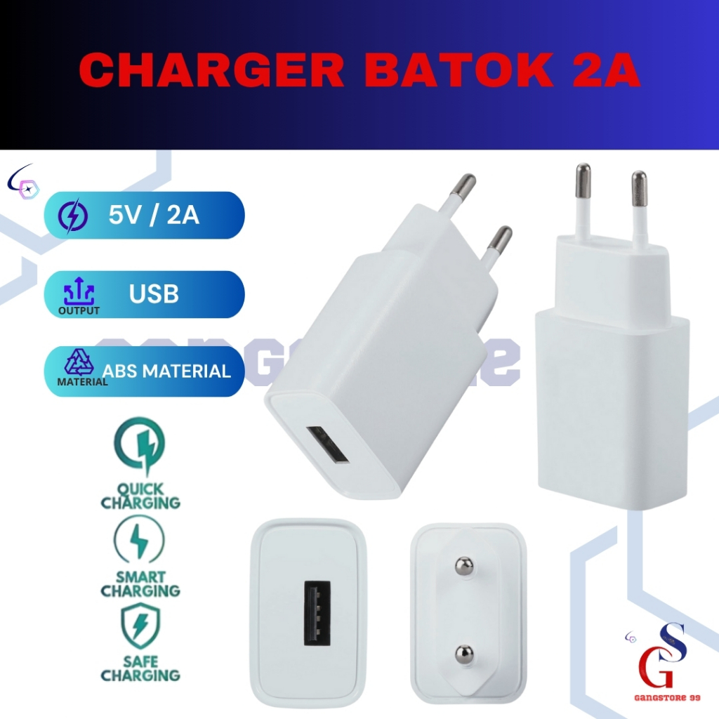 Adaptor Charger Single USB Port 2A  Travel Batok Kepala Casan OPPO Xiaomi Redmi Vivo Murah Cas batok