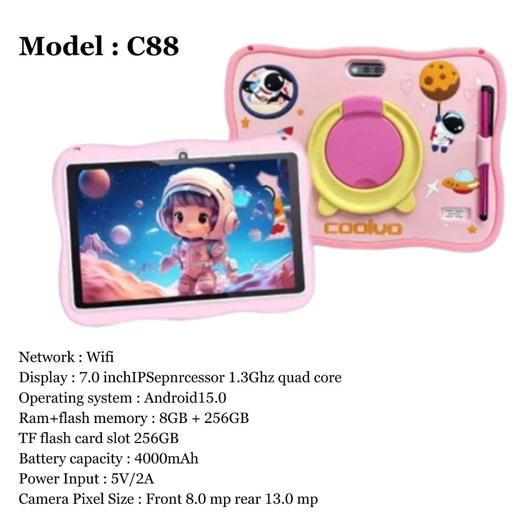 Tablet Anak 7 Inch dengan Desain Lucu dan Edukatif New Tablet Android Anak Belajar Edukasi Mewarnai 