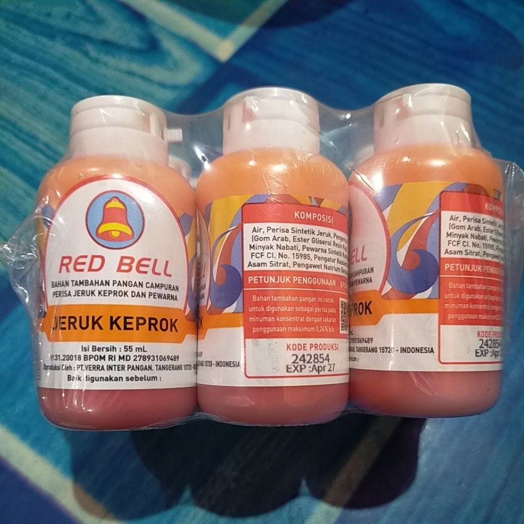 

red bell jeruk keprok 55 ml satu pack isi 6 botol