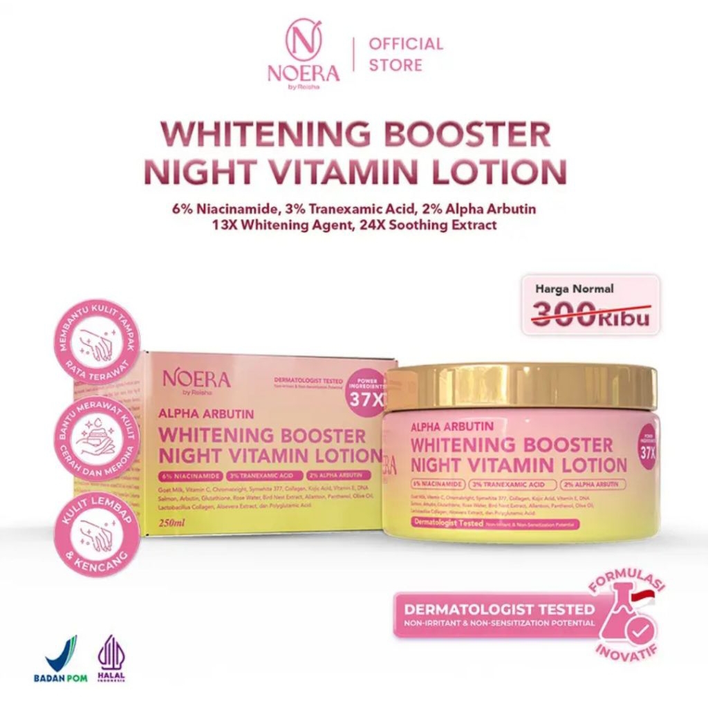 Noera Whitening Booster Night Vitamin Lotion | Whitening Lotion | Lotion Pemutih Badan | HB Dosting 