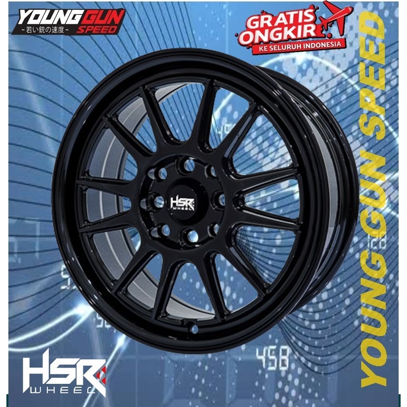 Velg HSR Jari-jari Full Black Ring 16 Hsr ende ,Lebar 6,5 Pcd 4x100-114,3 et 42