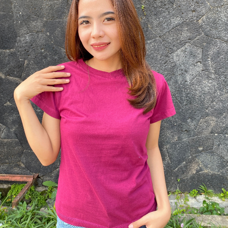 KAOS | BAJU | ATASAN | CROP TOP | BAJU CROP TOP WANITA KERAH-V | CROP TOP WANITA WARNA MAGENTA | LUX