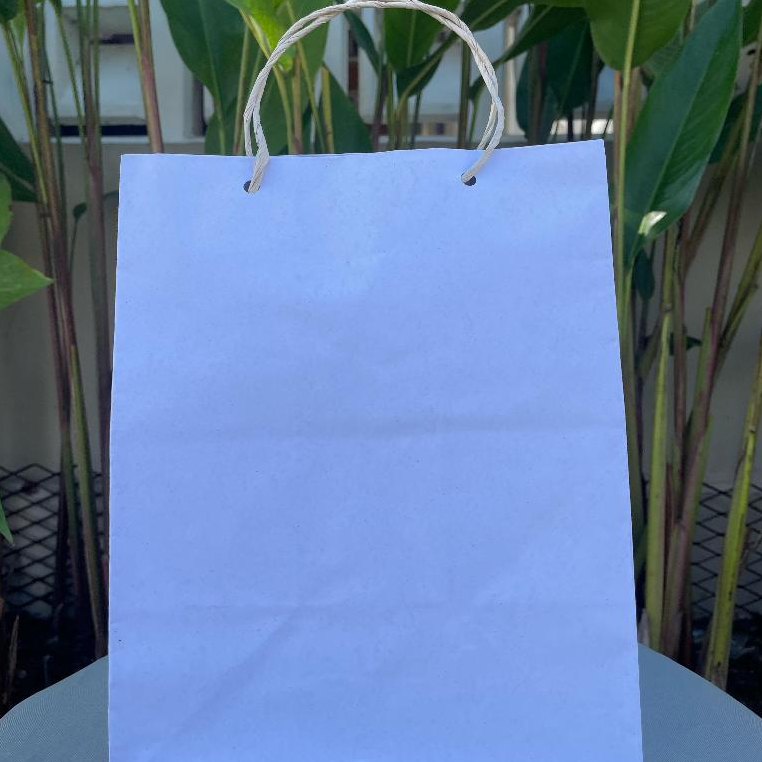 

PAPERBAG PUTIH R5 tali kertas polos / tas asul
