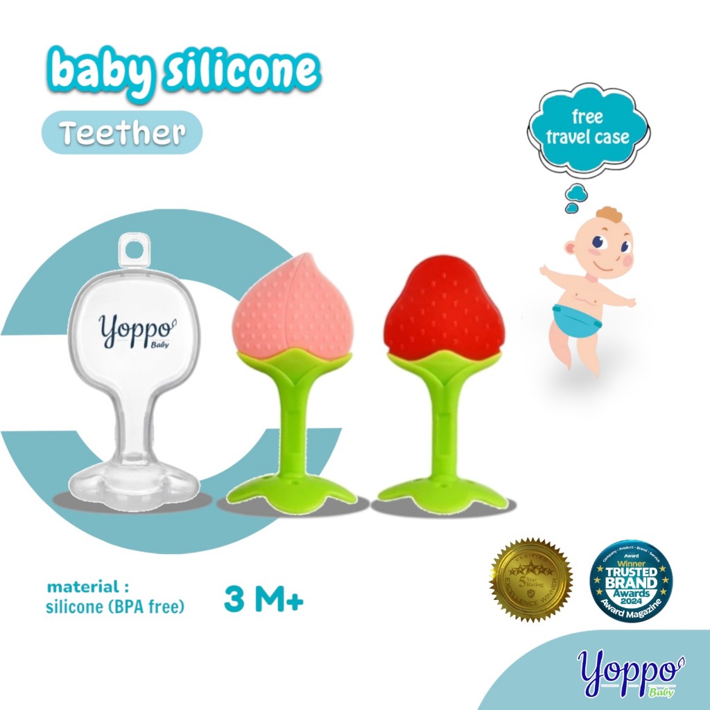 Yoppo Baby Teether Bayi / Teether Bayi BPA Free / Mainan Gigitan Bayi Gratis Kotak