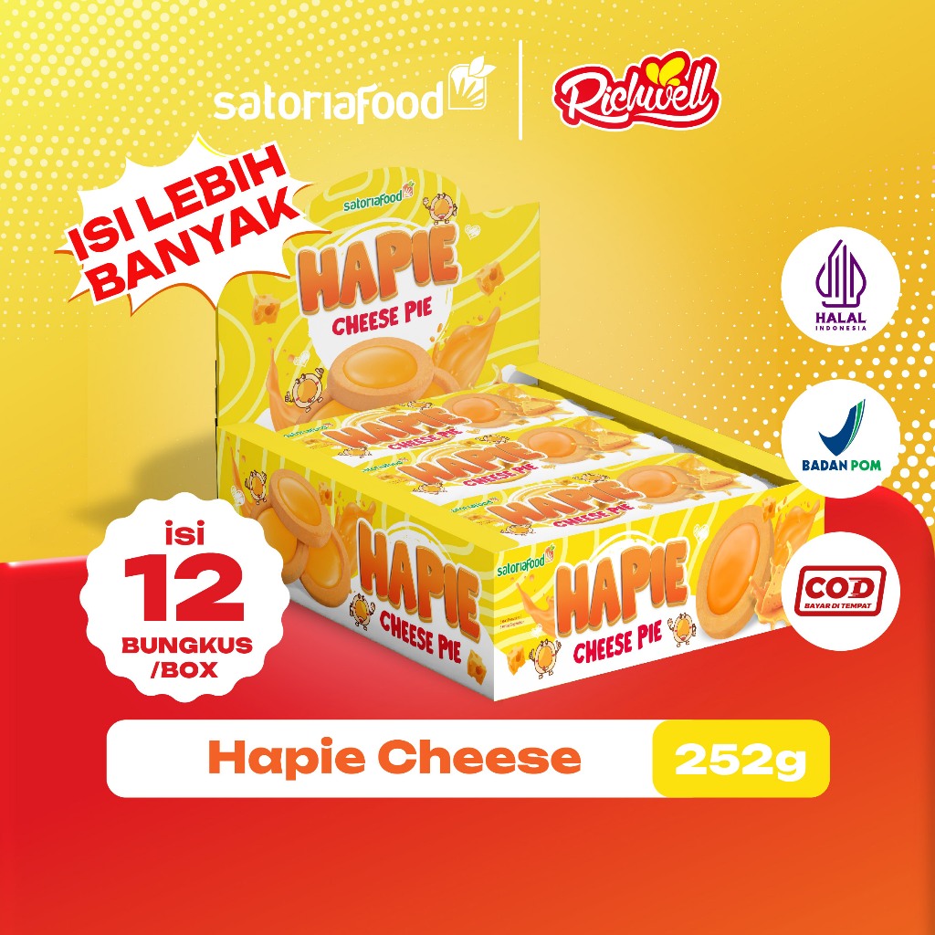 

Snack Richwell Hapie Cheese Cookies 252grm Biscuit | Cemilan Pie Kukis Rasa Keju Isi 12 Bungkus