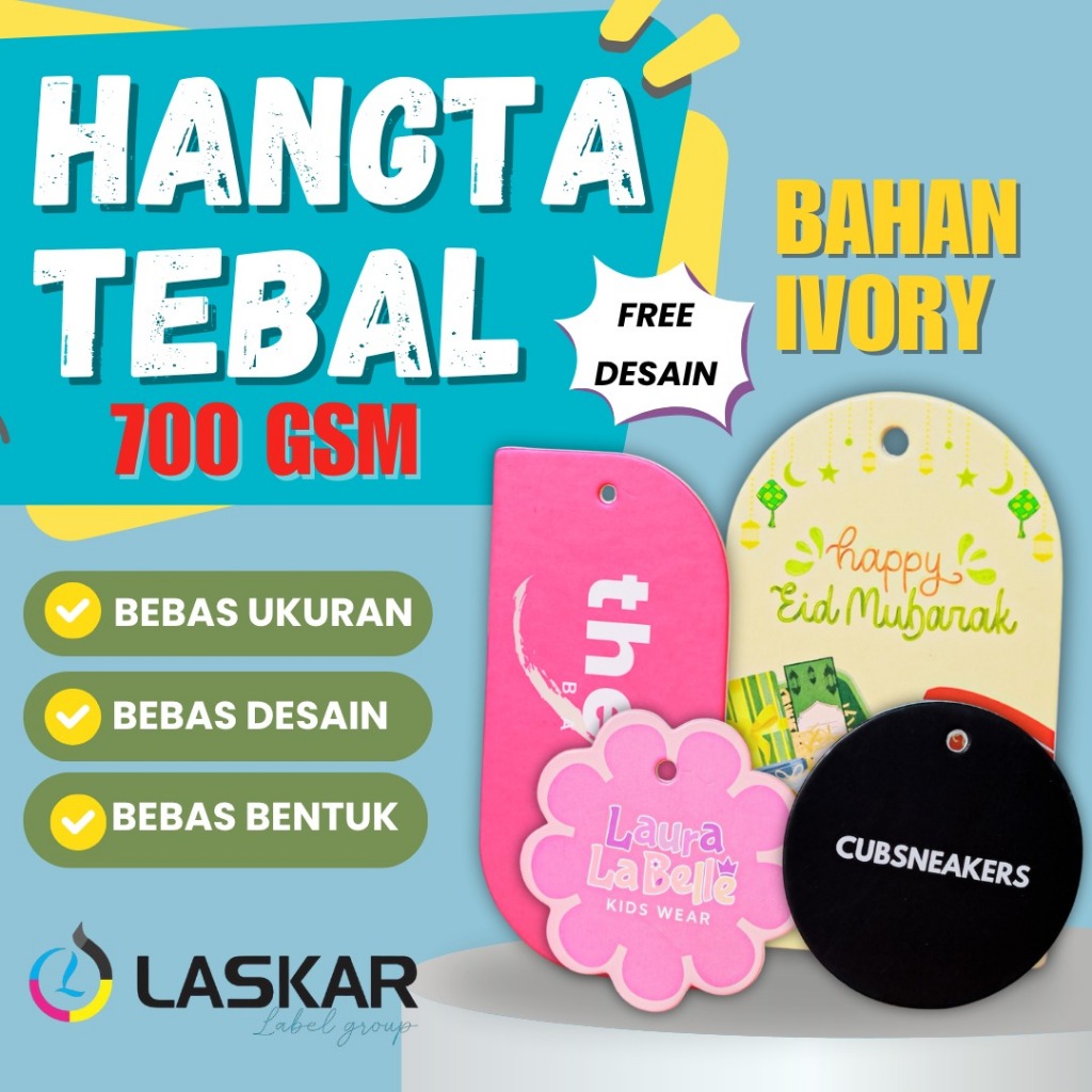 

hang tag custom aesthetic nama sendiri label cetak hangtag baju accessories costume ivory 700gsm