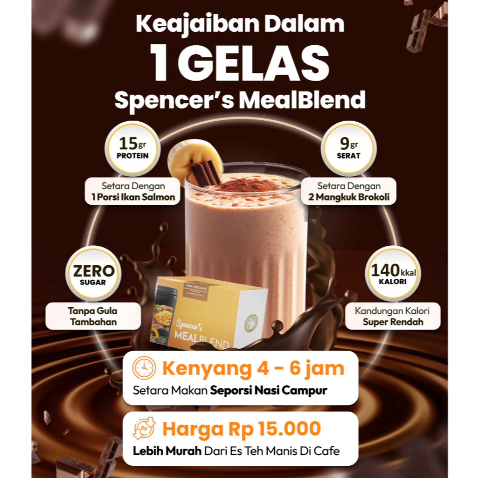 

Spencer's Mealblend 1 Box isi 15 Sachet - Meal Replacement Alami & Nutrisi Lengkap