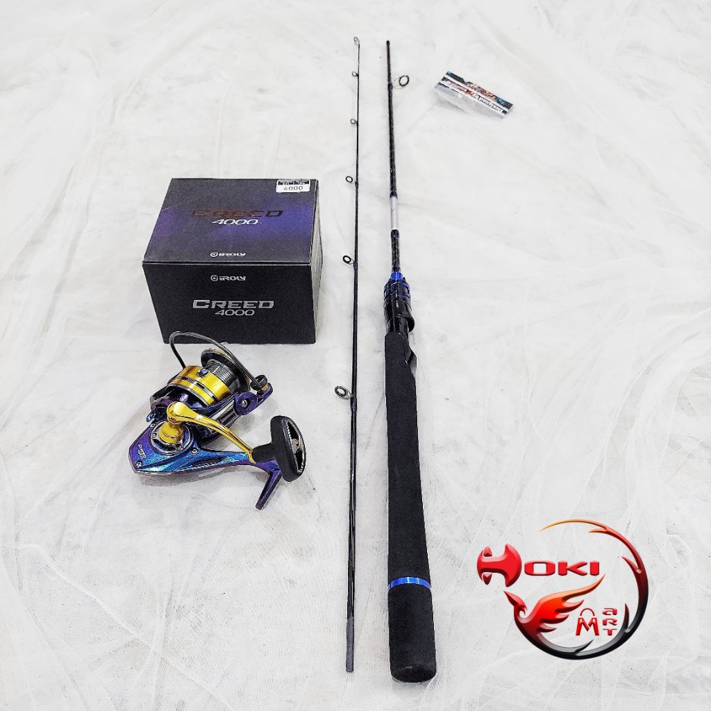 Free senar dan kail Joran set solid spinning rockfish guardian 180 + iroly creed 4000 / joran fiber 