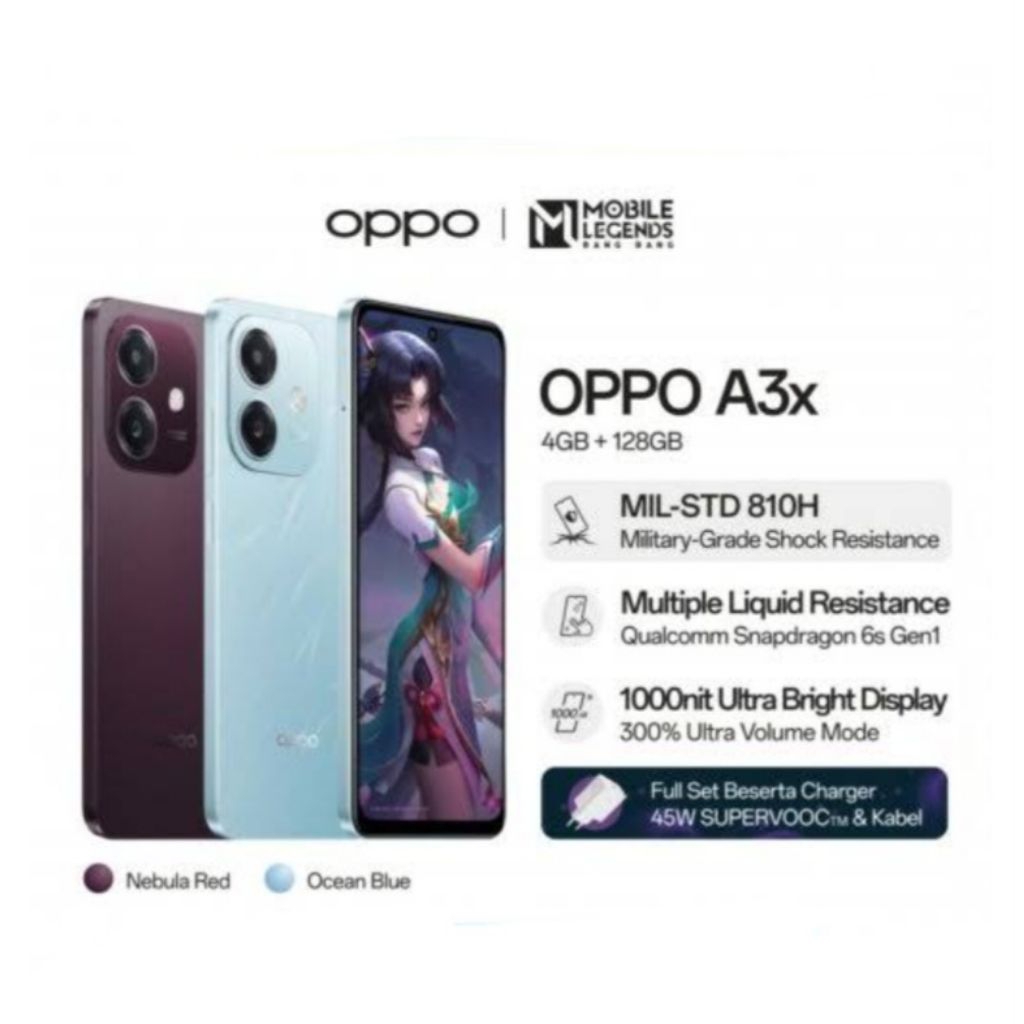 HP OPPO A3X 4/128 GB - OPPO A3x RAM 4GB ROM 128GB GARANSI RESMI
