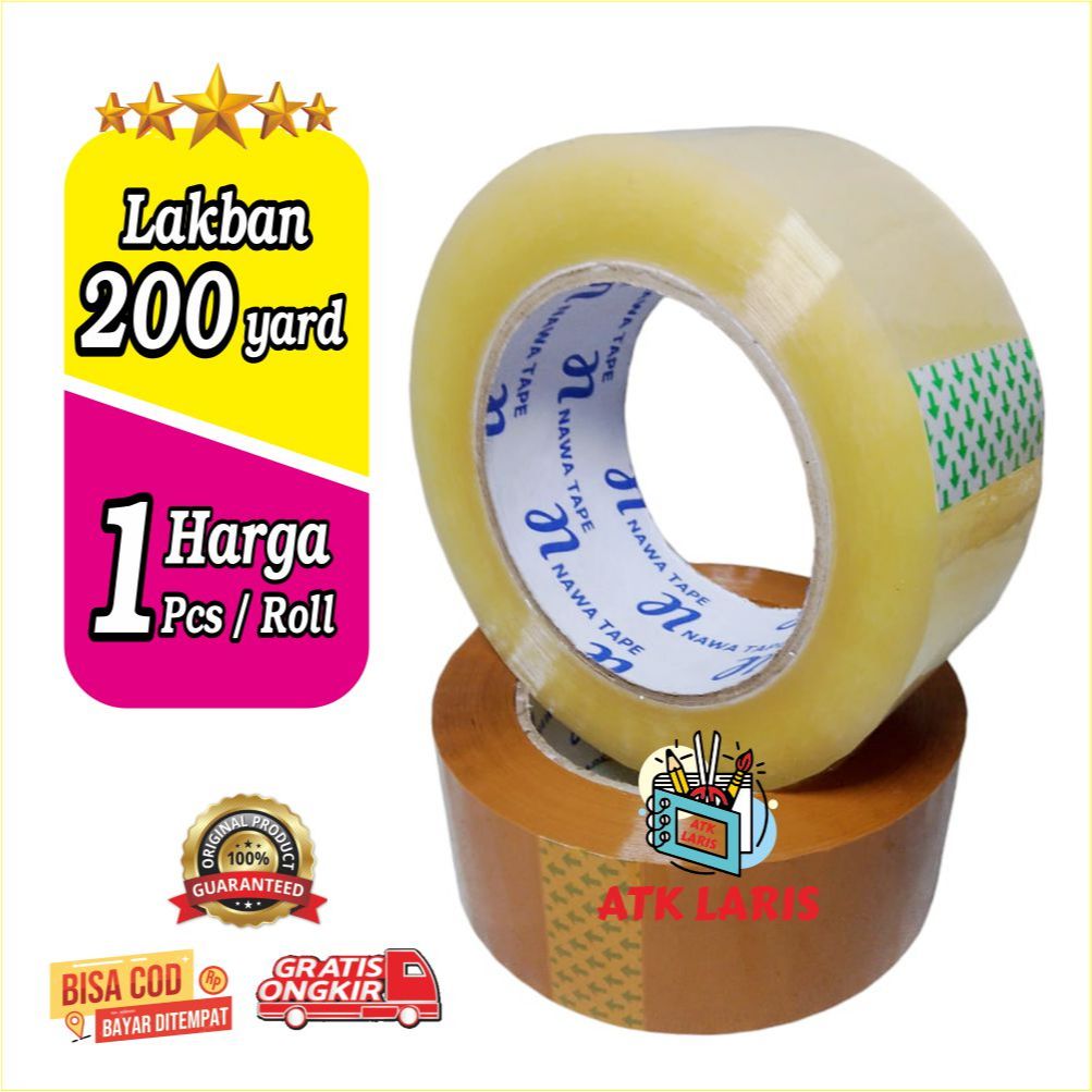 

LAKBAN BENING 200 YARD, LAKBAN 200 YARD & LAKBAN COKLAT PANJANG 200 YARD HARGA 1 PCS