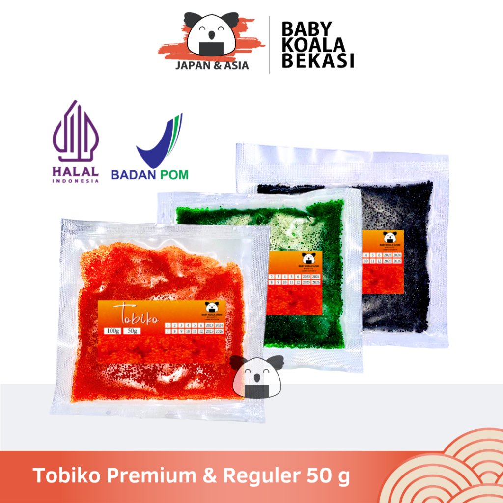 

TOBIKO Premium Orange Green Black 50 g Halal │ Telur Ikan Terbang Oren Berbumbu │ Seasoned Flying Fish Roe -BKB