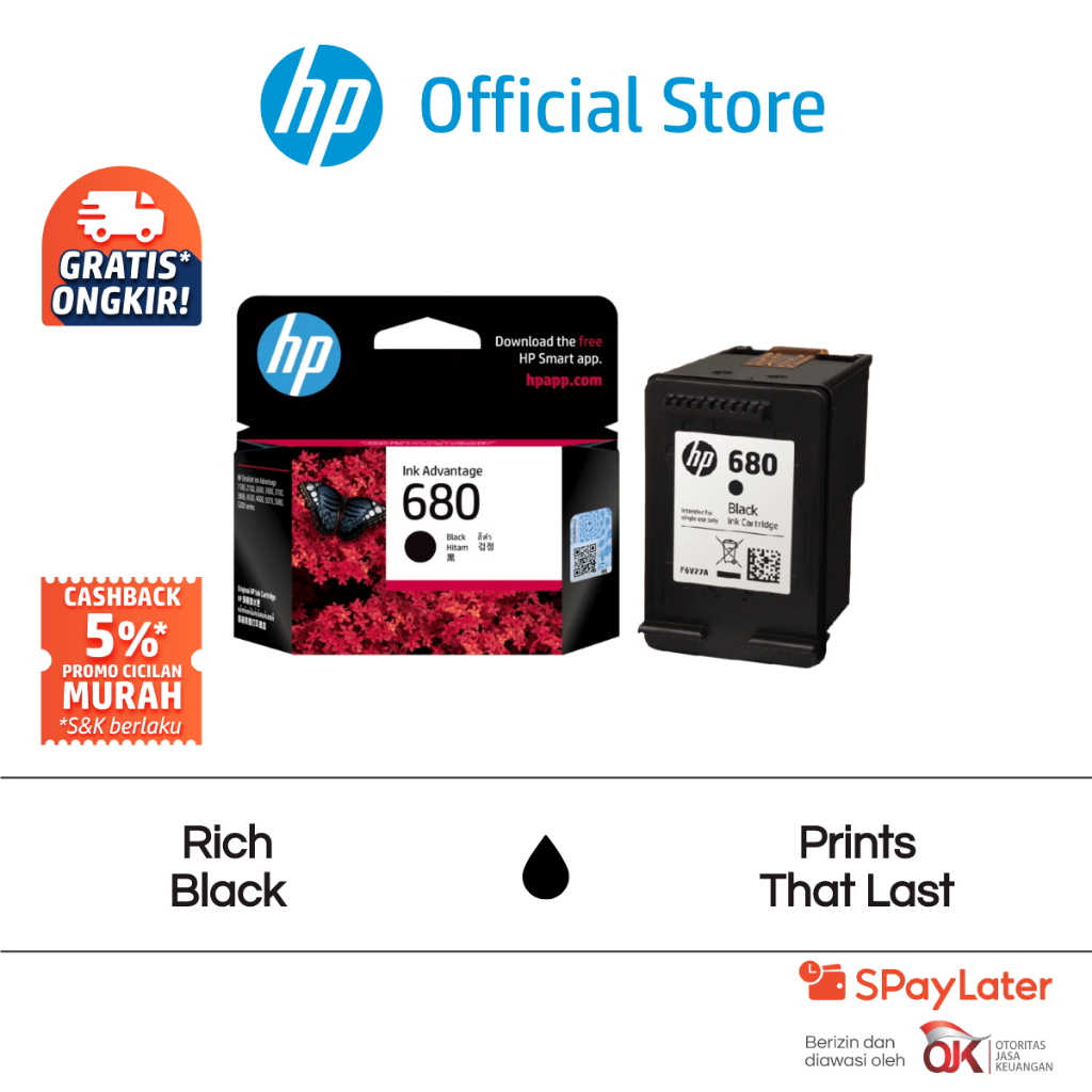 Tinta Printer HP Original 680 Hitam Black Cartridge Asli Twin Pack Combo 2 Pack Tri Color Colour War