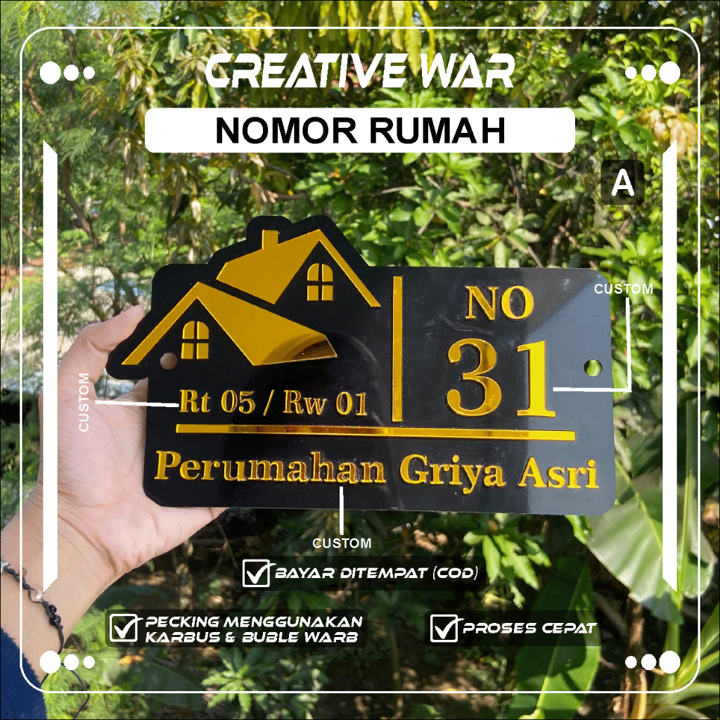 PAPAN NOMOR RUMAH AKRILIK TIMBUL 24x14 cm | NOMER RUMAH AKRILIK TIMBUL   | NO RUMAH AKRILIK TIMBUL  