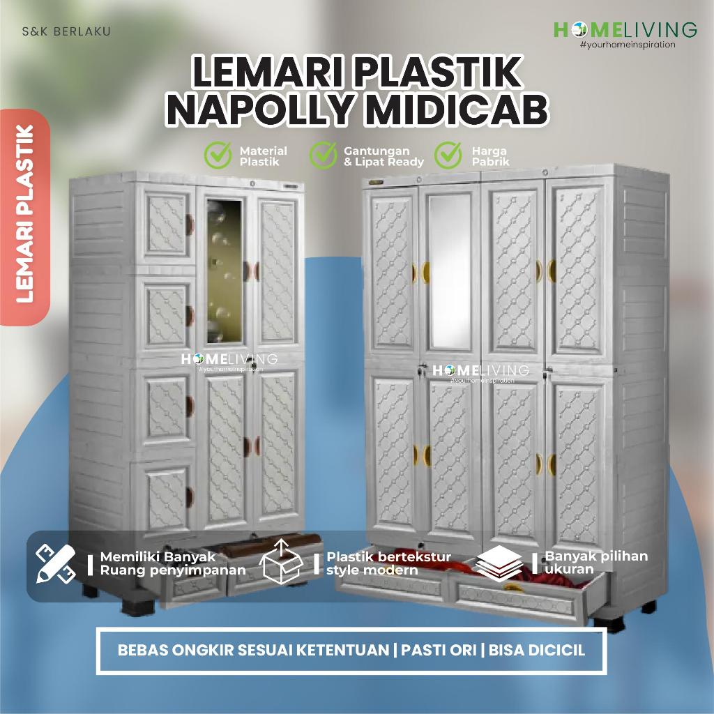 HOMELIVING- NAPOLLY - LEMARI PAKAIAN - LEMARI PLASTIK - LEMARI NAPOLLY - LEMARI BAJU 5 PINTU - LEMAR