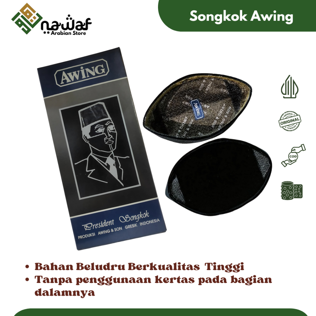 Songkok Awing AC Tinggi 8,9,10,11,12 Original Produk | Kopyah Awing | Peci Awing | Songkok Awing